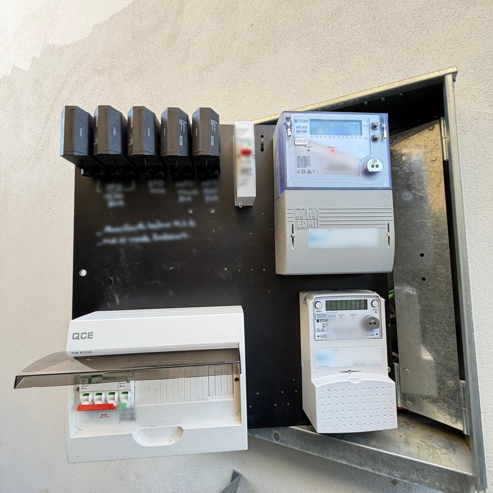 Meter panel with QCE board and EDMI meters