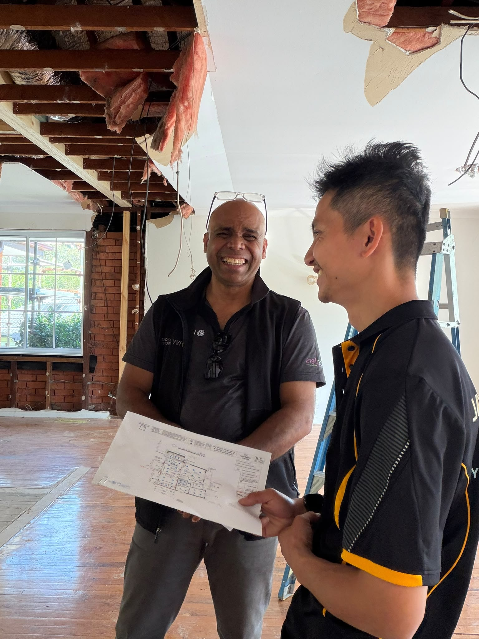 Quang on site with a client